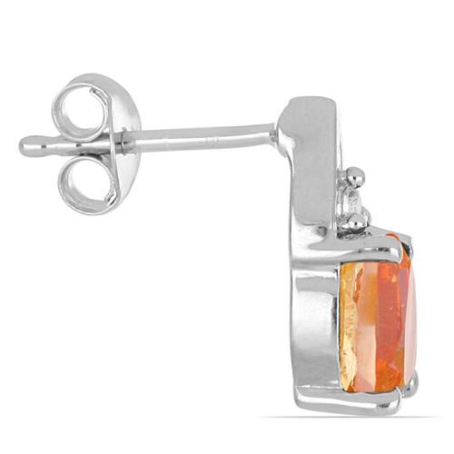 1.82 CT PADPARADSCHA QUARTZ STERLING SILVER EARRINGS #VE011445
